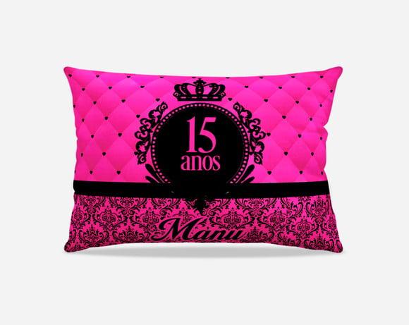 Almofada 15 Anos Pink e Preto