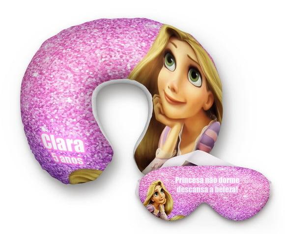 Kit Almofada Pescoço e mascara Rapunzel