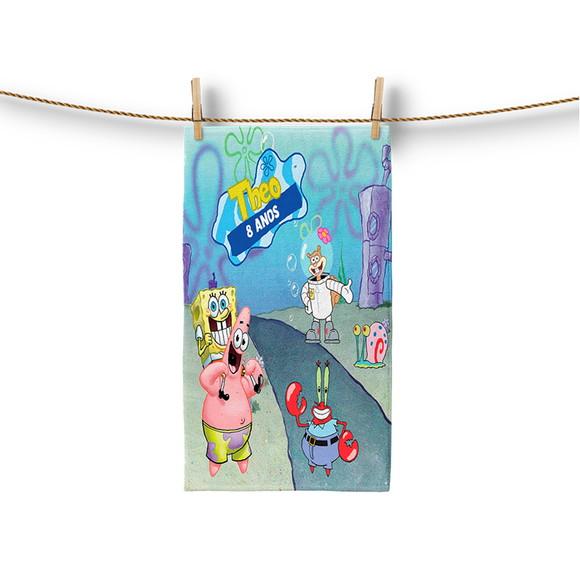 Toalha Lavabo 30x50cm Personalizada Bob Esponja