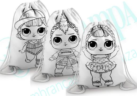 Mochilinha personalizada Lol surprise para colorir