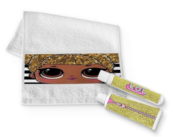 Kit Toalha higienica + Escova e Creme dental LOL Surprise