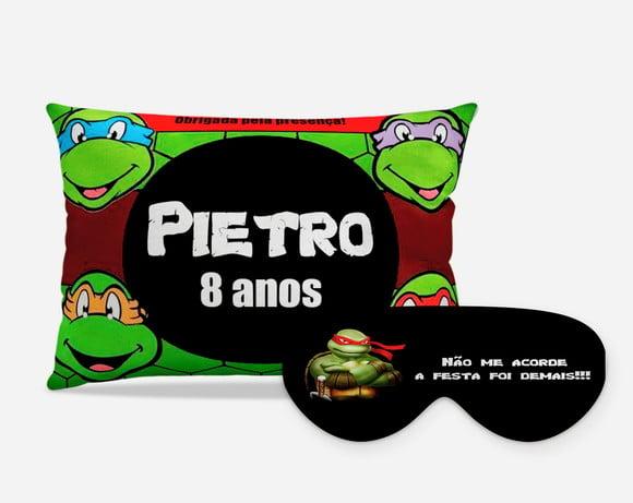 Kit Almofada + Tapa olhos Tartaruga ninja