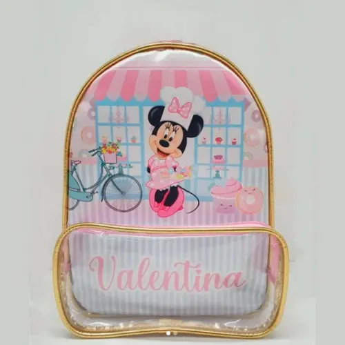 Mochila Personalizada Minnie com Bolso 3d