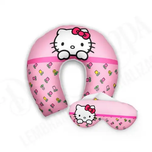 Kit Almofada Pescoço + Mascara de Dormir Hello Kitty