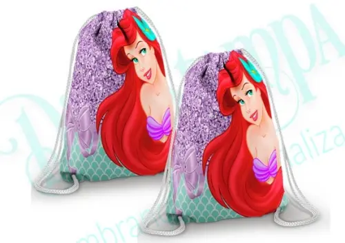 Mochilinha personalizada Pequena sereia Ariel