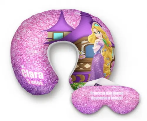 Kit Almofada Pescoço e mascara Rapunzel