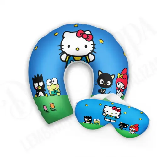 Kit Almofada Pescoço + Mascara de Dormir Hello Kitty