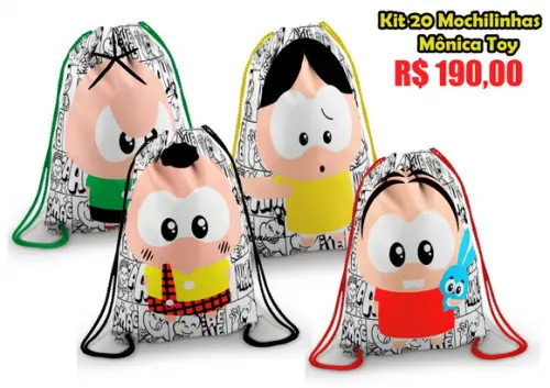 Kit 20 mochilinhas Turma da Mônica Toy