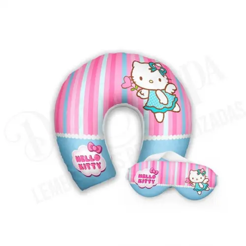 Kit Almofada Pescoço + Mascara de Dormir Hello Kitty
