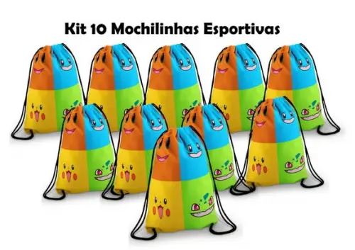 Kit 10 Mochilas esportivas Pokemon