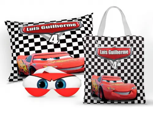 Kit Almofada + Mascara + Ecobag Carros disney