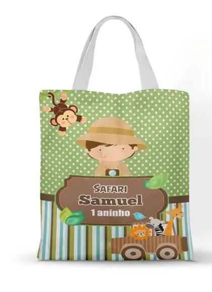 Ecobag ( Sacola Personalizada) Tema Safari 20x30cm