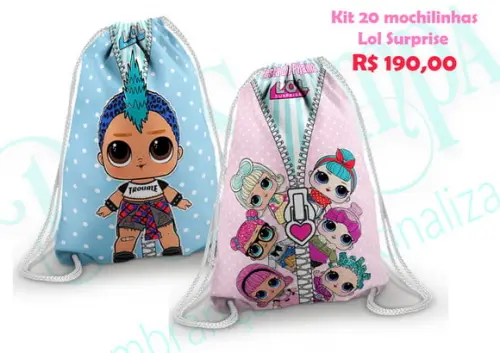 Kit 20 Mochilinhas Lol Surprise e Lol Boy