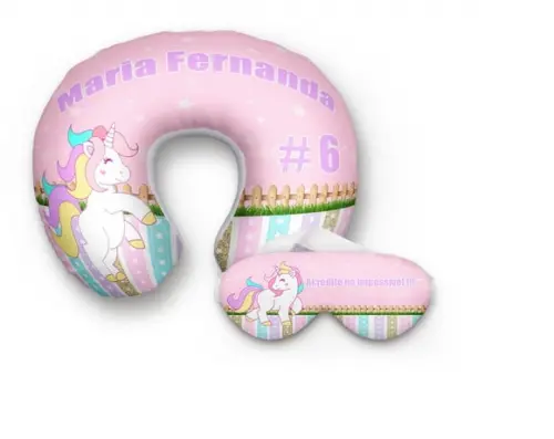 Almofada pescoço Unicornio e mascara de dormir