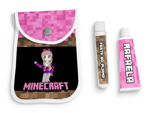 Kit Higiene Necessarie Escova E Pasta Minecraft Meninas Rosa