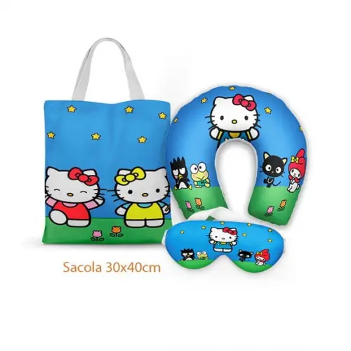Kit Almofada Pescoço + Ecobag G + Mascara Hello Kitty