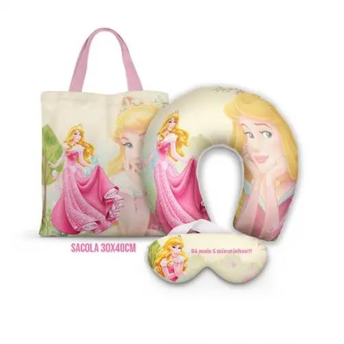 Kit Almofada Pescoço + Ecobag G + Mascara Bela Adormecida