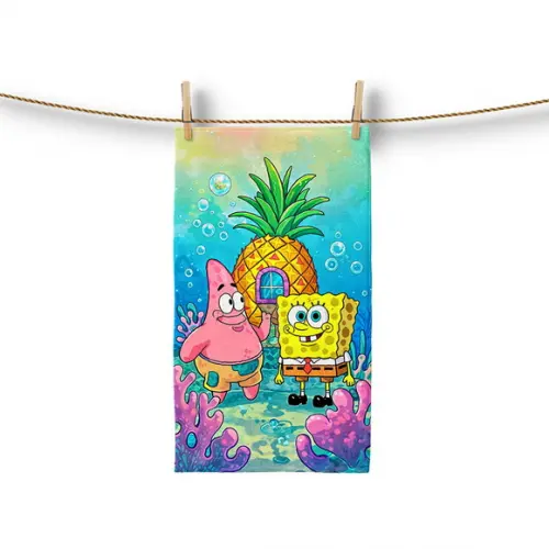 Toalha Higienica 30x50cm Personalizada Bob Esponja