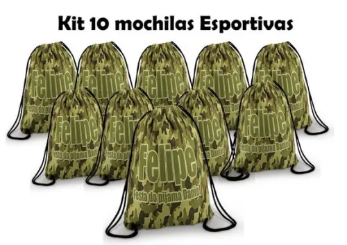 Kit 10 Mochilas esportivas Camuflada