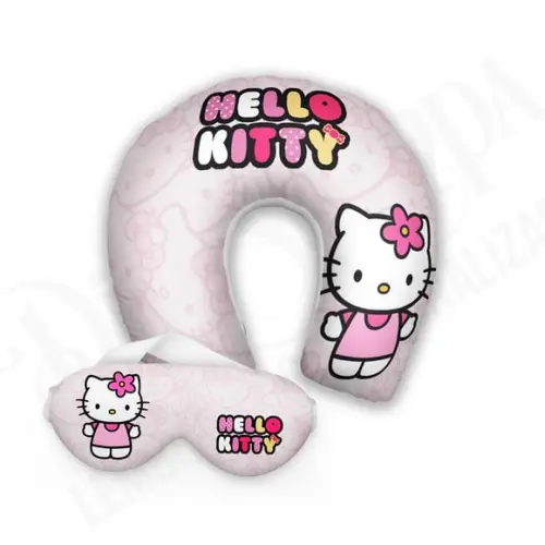 Kit Almofada Pescoço + Mascara de Dormir Hello Kitty