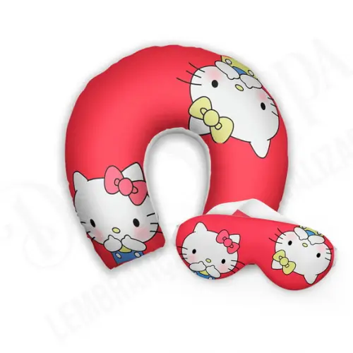 Kit Almofada Pescoço + Mascara de Dormir Hello Kitty