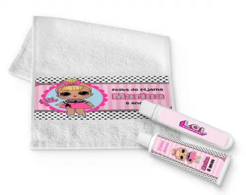Kit Toalha higienica + Escova e Creme dental LOL Surprise