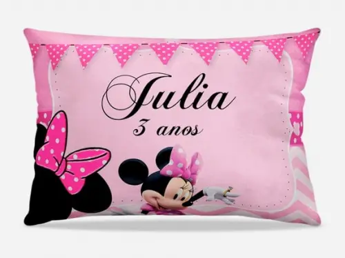Almofada Minnei rosa personalizada 20x28cm