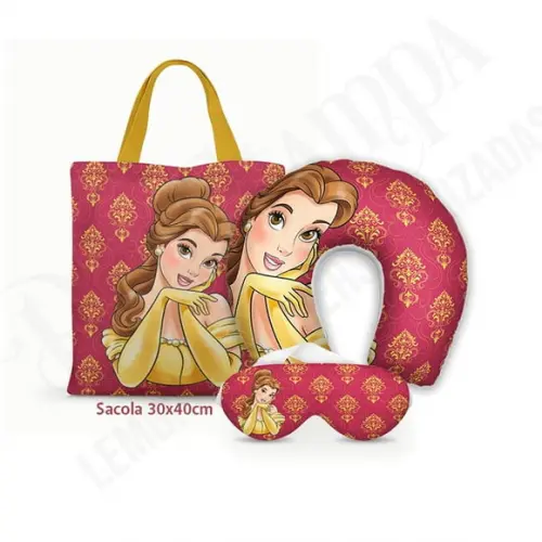 Kit Almofada Pescoço + Ecobag G + Mascara Bela e a Fera