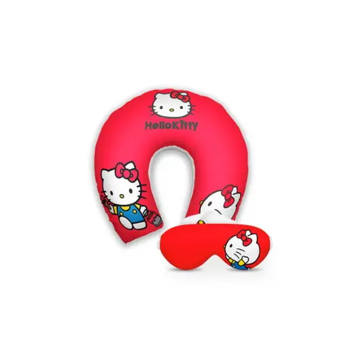Kit Almofada Pescoço + Mascara de Dormir Hello Kitty
