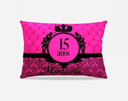 Almofada 15 Anos Pink e Preto