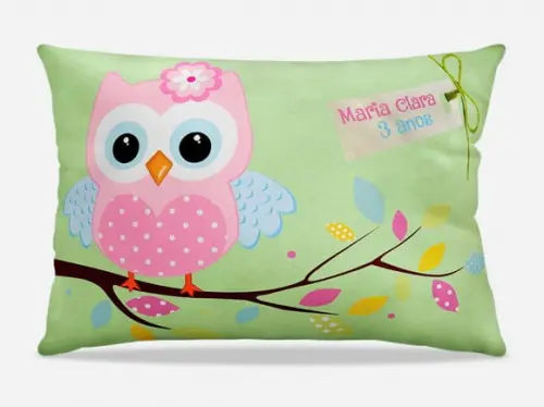 Almofada Personalizada Tema Festa Corujinha Jardim