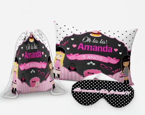 Kit Almofada + mascara + Mochilinha Paris