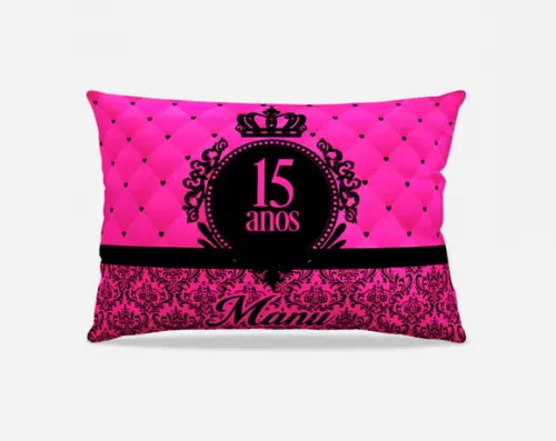 Almofada 15 Anos Pink e Preto