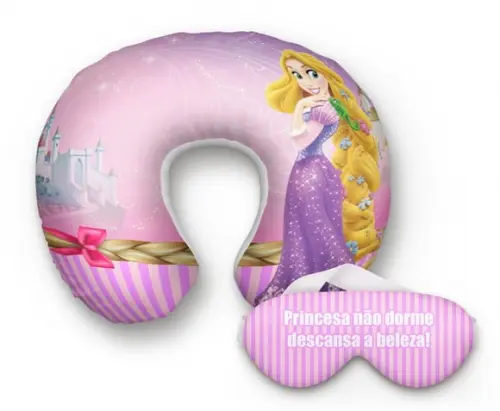Kit Almofada Pescoço e mascara Rapunzel