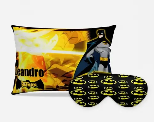 Kit Almofada + mascara de dormir Batman