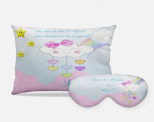 Almofadas e mascara de dormir chuva de amor