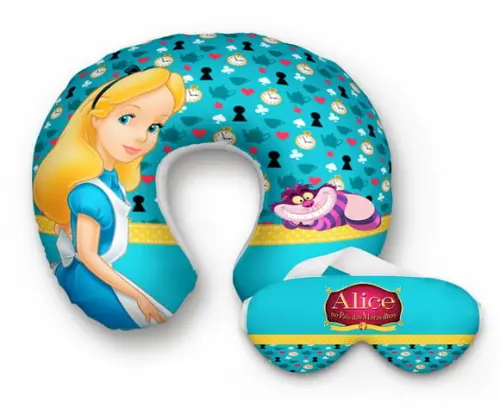 Almofada de pescoço + Mascara Alice no pais das maravilhas