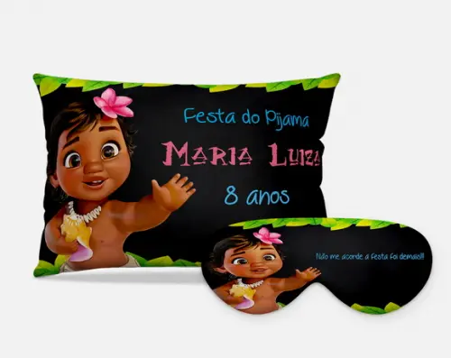 Almofada e Mascara de Dormir Moana Bebe