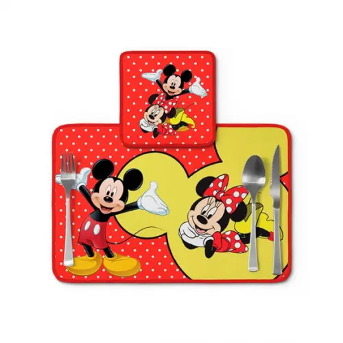 Jogo Americano Mickey e Minnie Vermelho