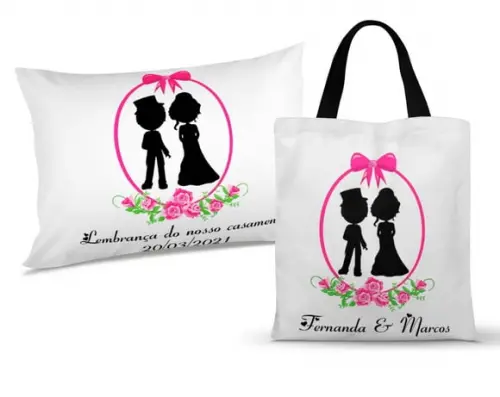 Kit Almofada + ecobag casamento