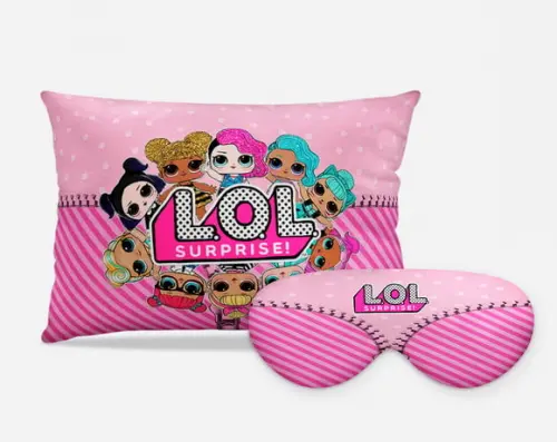 Kit Almofada 20x28cm + mascara de dormir LOL Surprise