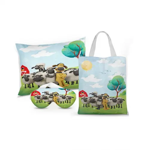Kit Almofada + Ecobag + Mascara de Dormir Ovelha Shaun