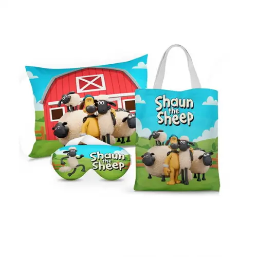 Kit Almofada + Ecobag + Mascara de Dormir Ovelha Shaun