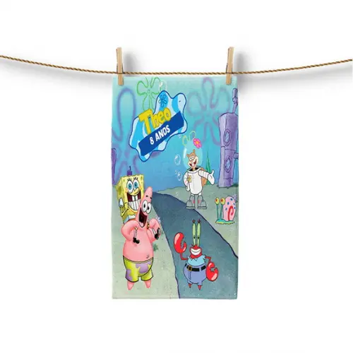 Toalha Lavabo 30x50cm Personalizada Bob Esponja