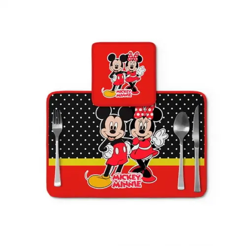 Jogo Americano Mickey e Minnie Vermelho