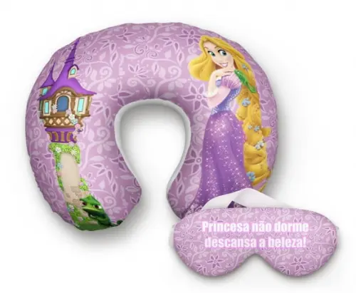 Kit Almofada Pescoço e mascara Rapunzel