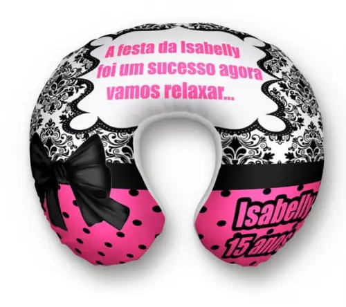 Almofada pescoço 15 anos Pink e preto