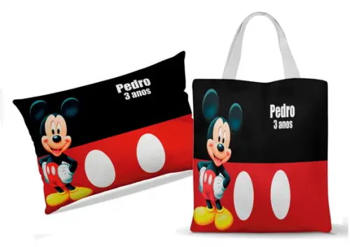 Kit Almofada + Sacola ( Eco Bag) Personalizada Mickey