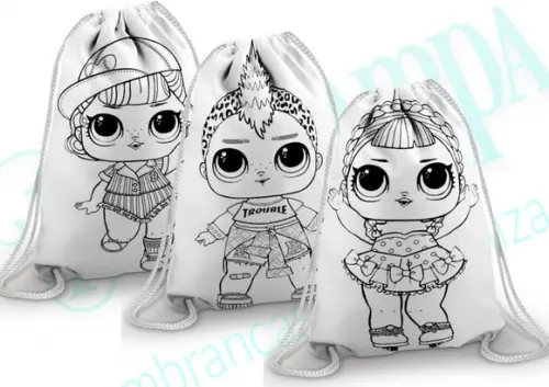 Mochilinha personalizada Lol surprise para colorir