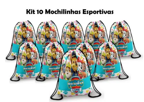 Kit 10 Mochilas esportivas Patrulha canina